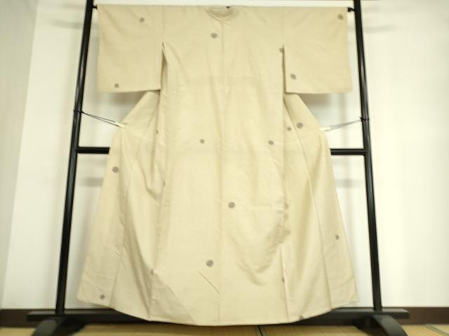 平和屋着物▽上質な紬 単衣 丸文 正絹 逸品 DAAT9009az