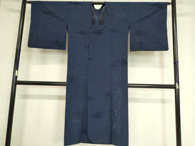 平和屋着物▽道行コート スリーシーズン 春夏秋 塵除け 霞紋紗 濃藍色 ロング丈 正絹 逸品 DAAT9023az