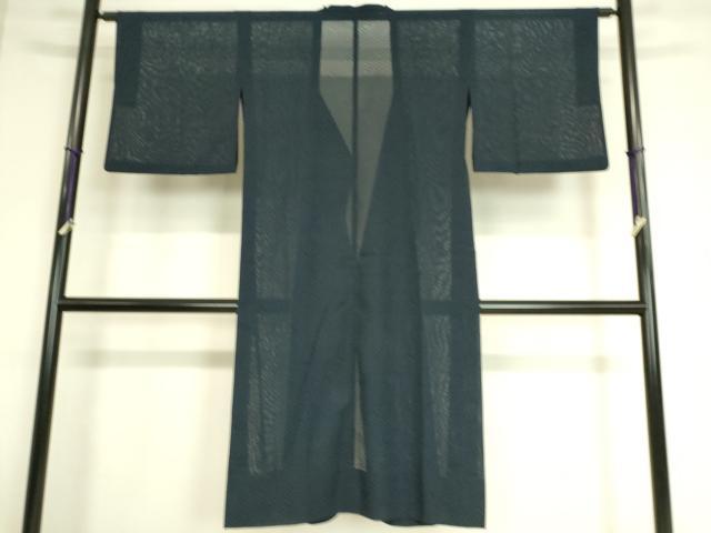平和屋着物▽道行コート スリーシーズン 春夏秋 塵除け 毘沙門亀甲紋紗 濃藍色 正絹 逸品 DAAT9024az