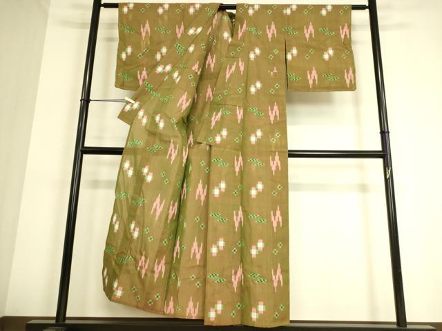 平和屋着物▽上質な紬 単衣 琉球絣文様 正絹 逸品 DAAT9112az