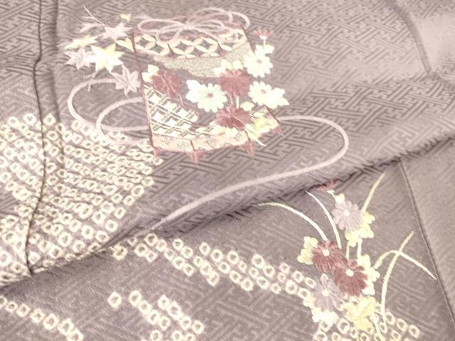平和屋着物▽訪問着 単衣 刺繍 絞り 貝桶花文 正絹 逸品 DAAT9123az