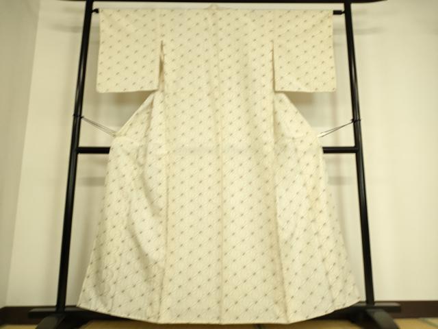平和屋着物▽上質な紬 単衣 麻の葉文 正絹 逸品 DAAT9131az