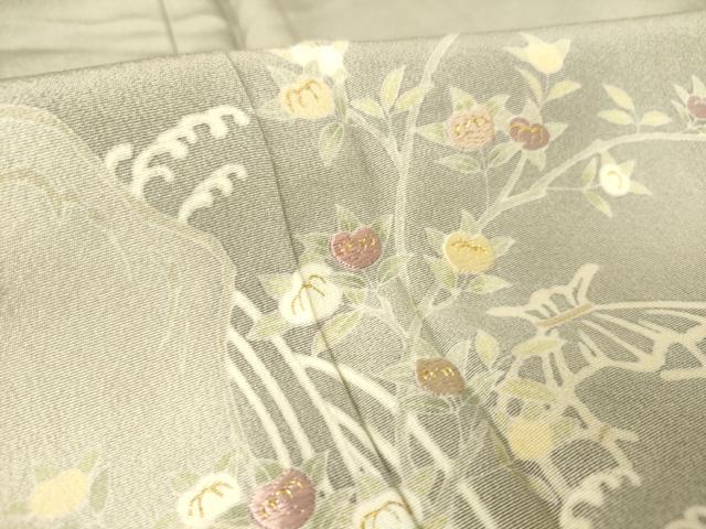 平和屋着物▽訪問着 単衣 刺繍 風景花文 暈し染め 金彩 正絹 逸品 未使用 DAAT9132az