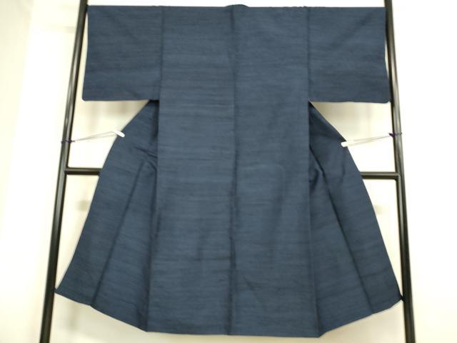 平和屋着物▽男性 紬 単衣 アンサンブル 霞文 濃藍色 正絹 逸品 DAAT9149az