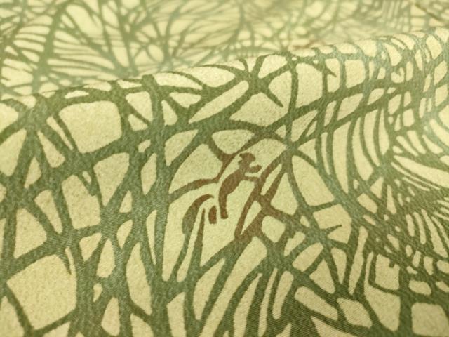 平和屋着物▽小紋 単衣 草葉動物文 洗える着物 DAAT9162az