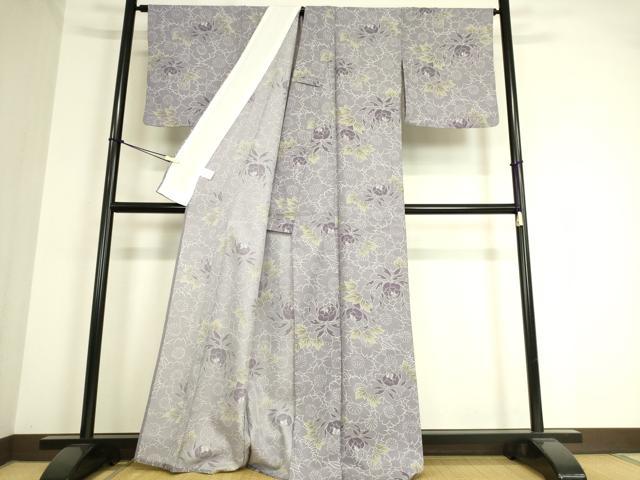 平和屋着物▽小紋 単衣 桜に牡丹 洗える着物 DAAT9165az