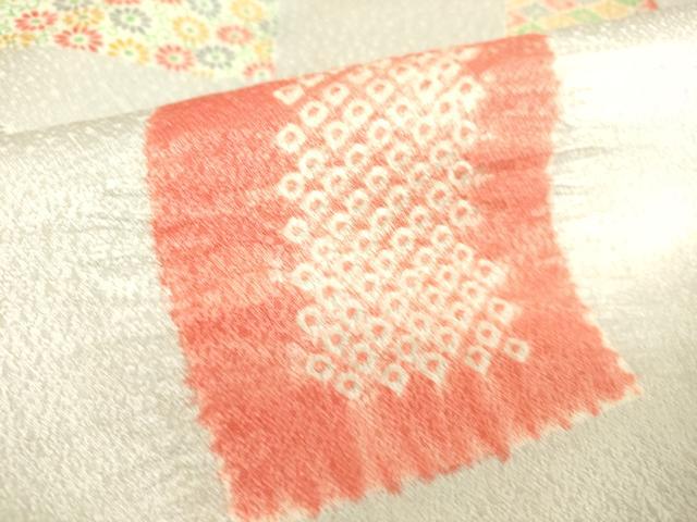 平和屋着物▽上質な小紋 単衣 絞り 色紙重ね花文 正絹 逸品 DAAT9172az
