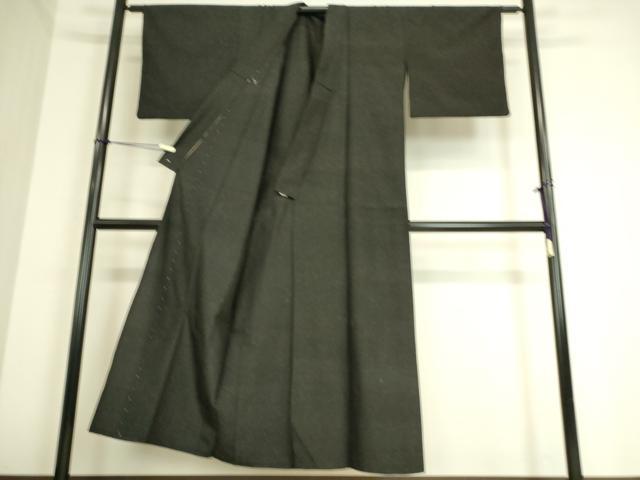 平和屋着物▽上質な紬 単衣 絣文 黒地 正絹 逸品 DAAT9180az