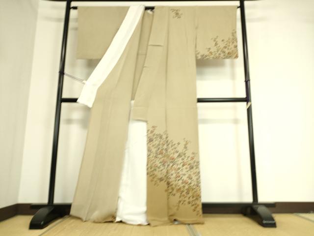 平和屋着物▽訪問着 単衣 花鳥文 暈し染め 鬼しぼ縮緬 正絹 逸品 DAAT9193az