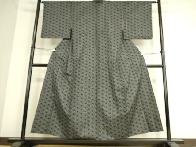 平和屋着物▽上質な紬 単衣 麻の葉文 正絹 逸品 DAAT9204az