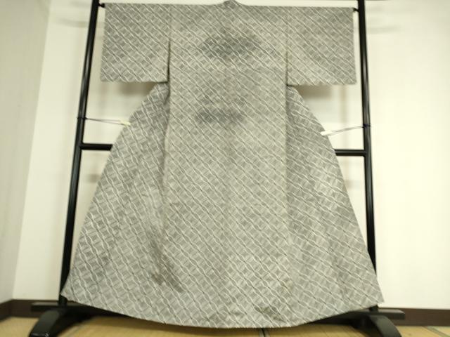 平和屋着物▽上質な紬 単衣 七宝文 正絹 逸品 DAAT9209az