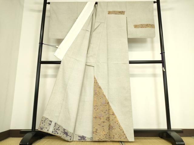平和屋着物▽訪問着 単衣 紬地 刺繍 壁画鳥獣花文 金彩 正絹 逸品 DAAT9217az