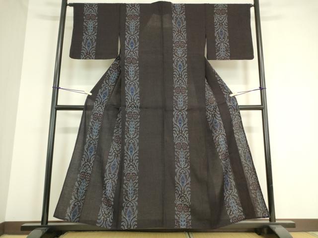 平和屋着物▽上質な紬 単衣 洋花間道 正絹 逸品 DAAT9218az