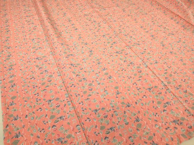 平和屋着物▽小紋 単衣 織鶴宝尽くし花文 洗える着物 未使用 DAAT9224az