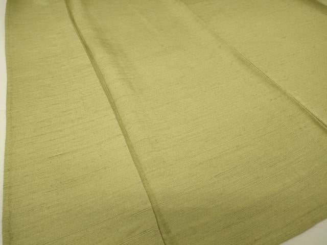 平和屋着物▽上質な紬 単衣 柳茶色 正絹 逸品 DAAT9225az