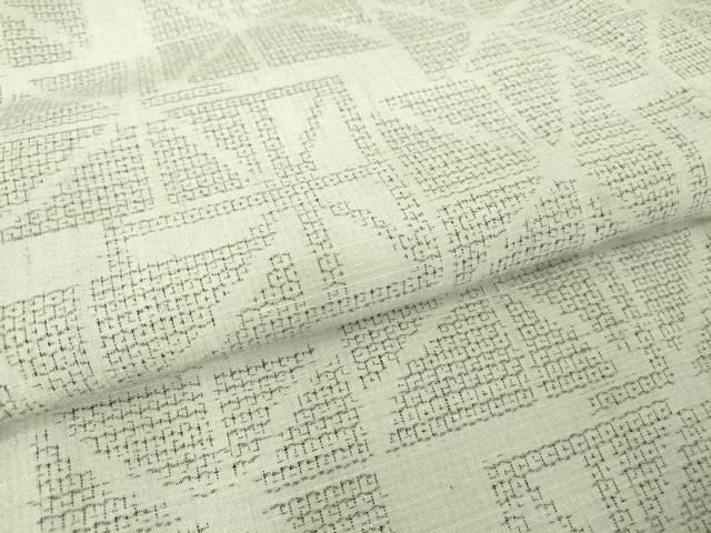 平和屋着物▽結城紬 単衣 幾何学柄 80亀甲 正絹 逸品 DAAT9226az