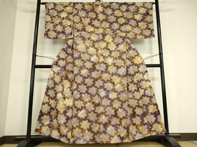 平和屋着物▽上質な小紋 単衣 総絞り 舞花文 正絹 逸品 DAAT9230az