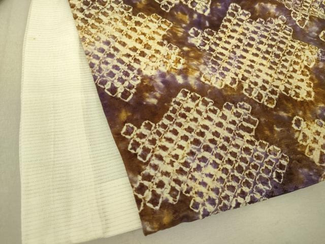 平和屋着物▽上質な小紋 単衣 総絞り 舞花文 正絹 逸品 DAAT9230az