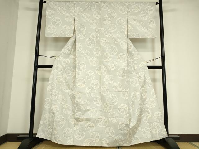 平和屋着物▽本場大島紬 白大島 単衣 雪輪花文 正絹 逸品 DAAT9231az