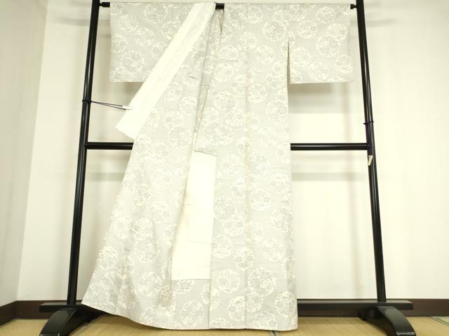 平和屋着物▽本場大島紬 白大島 単衣 雪輪花文 正絹 逸品 DAAT9231az