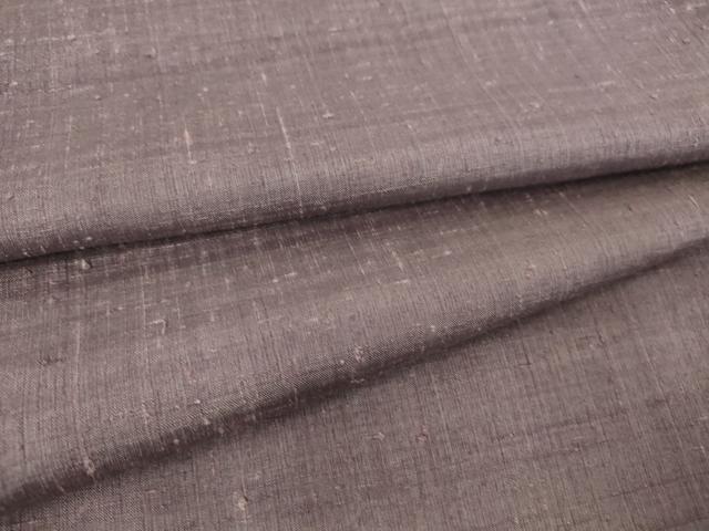 平和屋着物▽上質な紬 単衣 葡萄鼠色 正絹 逸品 DAAT9240az