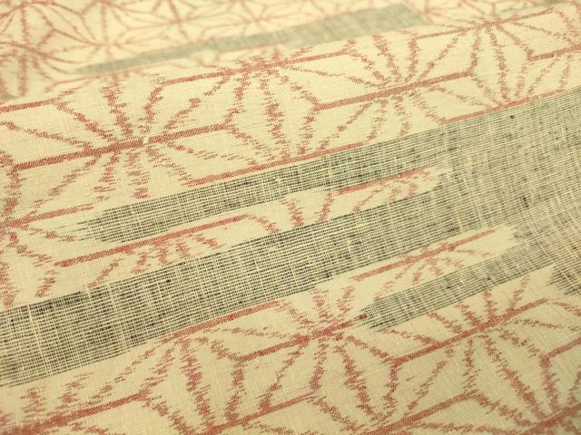 平和屋着物▽上質な紬 単衣 霞麻の葉文 正絹 逸品 DAAT9249az