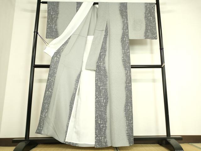 平和屋着物▽上質な小紋 単衣 幾何学間道 正絹 逸品 DAAT9350az
