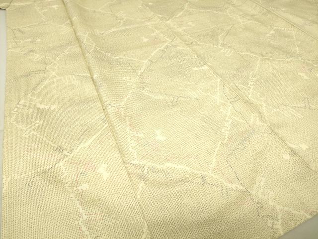 平和屋着物▽上質な紬 単衣 幾何学文 正絹 逸品 DAAT9351az