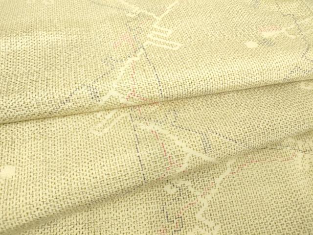 平和屋着物▽上質な紬 単衣 幾何学文 正絹 逸品 DAAT9351az