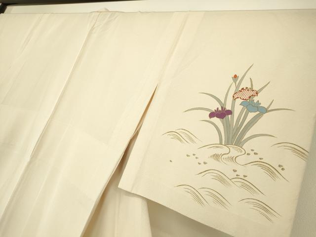 平和屋着物▽訪問着 単衣 駒刺繍 杜若 金彩 正絹 逸品 DAAT9356az