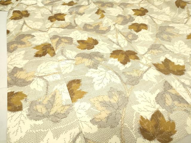 平和屋着物▽上質な紬 単衣 蔦の葉文 正絹 逸品 DAAT9362az