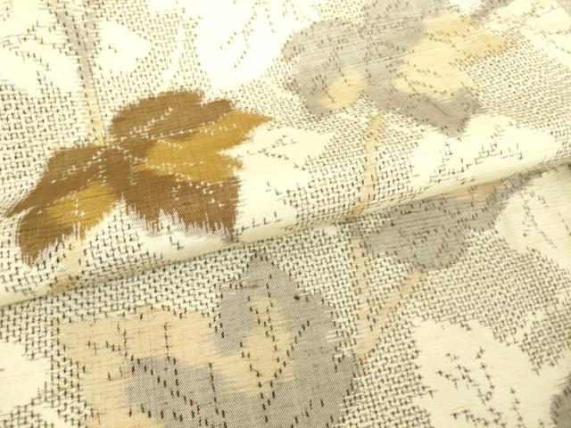 平和屋着物▽上質な紬 単衣 蔦の葉文 正絹 逸品 DAAT9362az