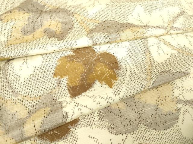 平和屋着物▽上質な紬 単衣 蔦の葉文 正絹 逸品 DAAT9362az