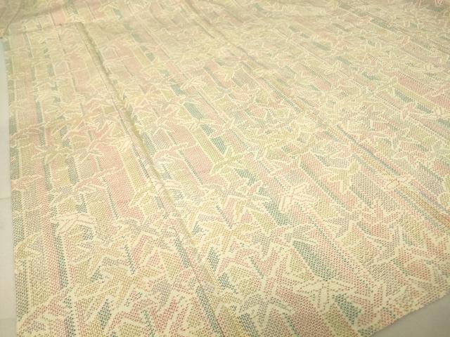 平和屋着物▽上質な紬 単衣 笹竹文 正絹 逸品 DAAT9365az