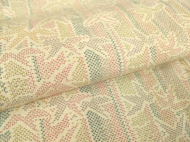 平和屋着物▽上質な紬 単衣 笹竹文 正絹 逸品 DAAT9365az