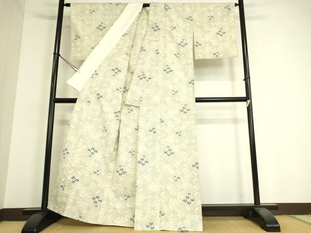 平和屋着物▽上質な紬 単衣 七宝に南天 正絹 逸品 DAAT9367az