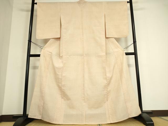 平和屋着物▽本塩沢 単衣 幾何学文 110亀甲 正絹 逸品 DAAT9370az