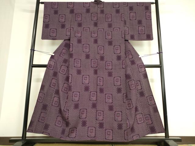 平和屋着物▽本塩沢 単衣 色紙花文 正絹 逸品 DAAT9374az