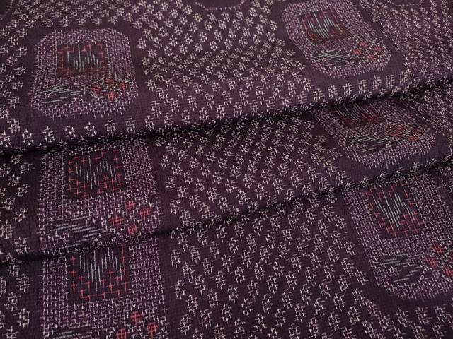 平和屋着物▽本塩沢 単衣 色紙花文 正絹 逸品 DAAT9374az