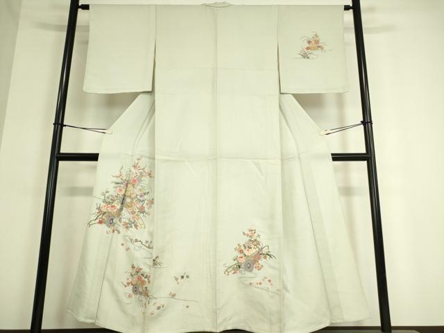 平和屋着物▽訪問着 単衣 総刺繍 花車文 金糸 正絹 逸品 DAAT9385az