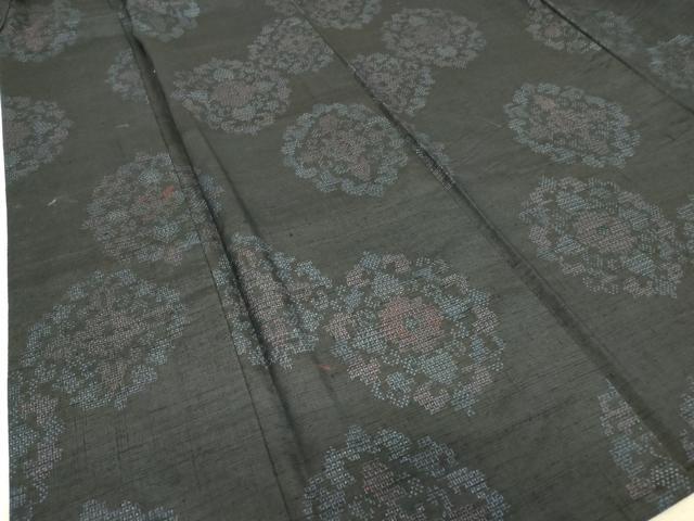 平和屋着物▽結城紬 単衣 正倉院花文 100亀甲 正絹 逸品 DAAT9389az