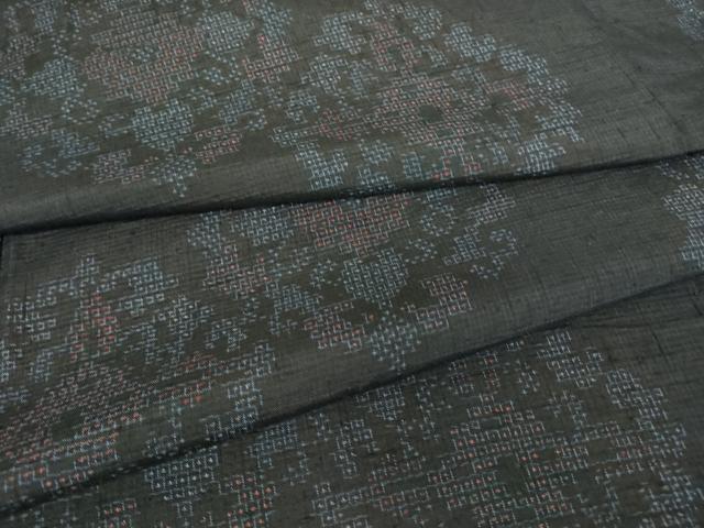 平和屋着物▽結城紬 単衣 正倉院花文 100亀甲 正絹 逸品 DAAT9389az