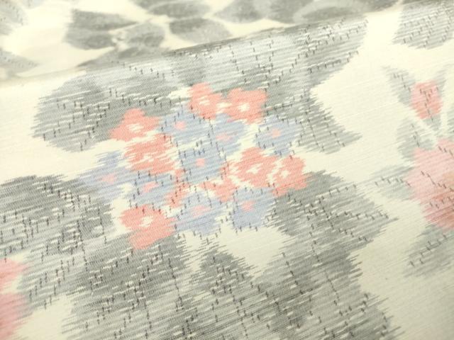 平和屋着物▽上質な紬 単衣 草花文 正絹 逸品 DAAT9393az