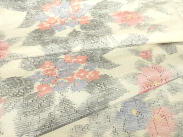 平和屋着物▽上質な紬 単衣 草花文 正絹 逸品 DAAT9393az
