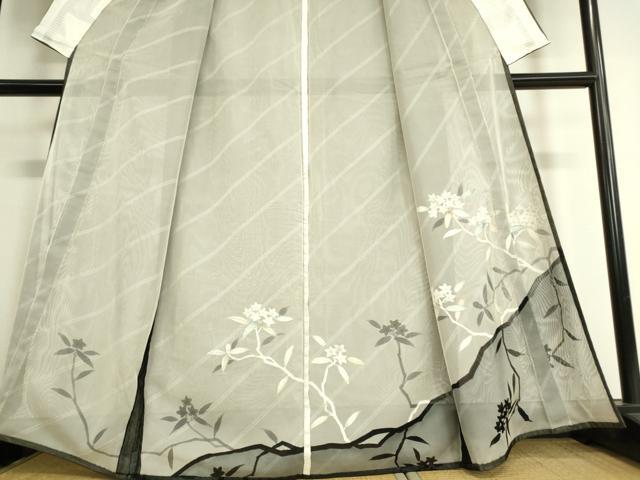 平和屋着物▽訪問着 無双 紗袷 紗×紗 枝花文 黒地 金彩 正絹 逸品 DAAT9476az