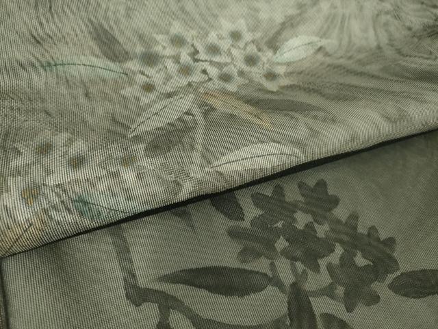 平和屋着物▽訪問着 無双 紗袷 紗×紗 枝花文 黒地 金彩 正絹 逸品 DAAT9476az
