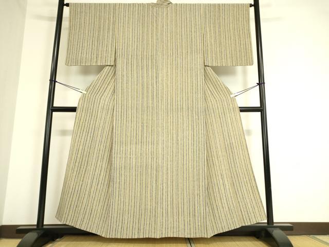 平和屋着物▽上質な小紋 単衣 縞 正絹 逸品 DAAT9482az
