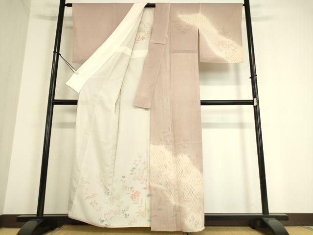 平和屋着物▽訪問着 無双 紗袷 紋紗×絽 草花文 暈し染め 正絹 逸品 未使用 DAAT9489az
