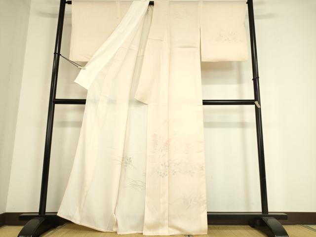 平和屋着物▽訪問着 無双 紗袷 紋紗×絽 萩に桔梗 銀彩 正絹 逸品 DAAT9493az