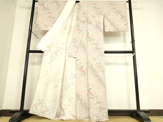 平和屋着物▽上質な小紋 単衣 流水花文 金彩 正絹 逸品 DAAT9499az
